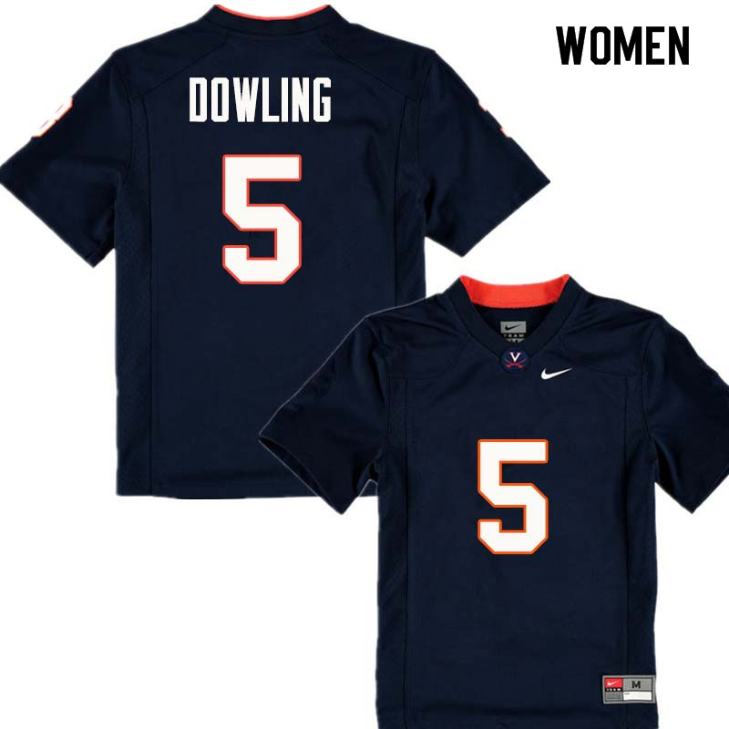 Women #5 Donovan Dowling Virginia Cavaliers College Football Jerseys Sale-Navy
